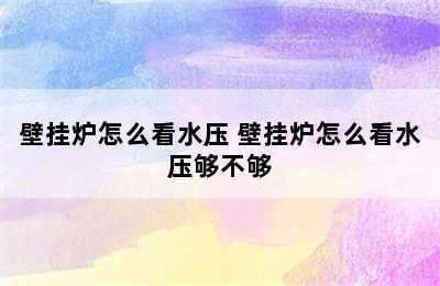 壁挂炉怎么看水压 壁挂炉怎么看水压够不够